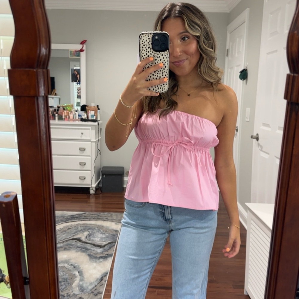 Olivaceous Pink Strapless Blouse